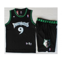 Minnesota Timberwolves 9 Ricky Rubio Black Swingman NBA Jerseys Short Suits