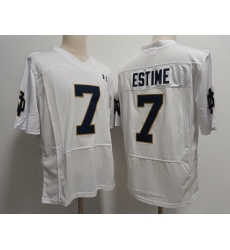 Men Notre Dame Fighting Irish Audric Estime #7 White 2023 Stitched Jersey