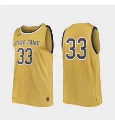 Men Notre Dame Fighting Irish Gold Replica College Basketball Under Armour Jersey