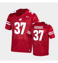 Men Wisconsin Badgers Garrett Groshek Premier Red Football Jersey