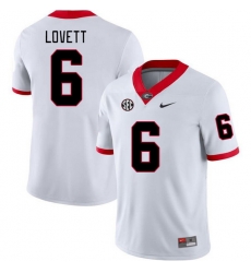 Men #6 Dominic Lovett Georgia Bulldogs College Football Jerseys Stitched-White