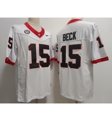 Men Georgia Bulldogs #15 Carson Beck White 2023 F U S E College Football Jerseys