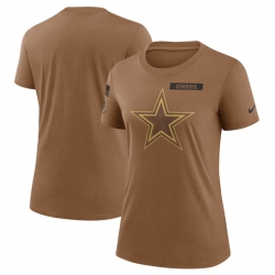 Women Dallas Cowboys 2023 Brown Salute To Service Legend Performance T Shirt