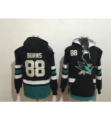 Men San Jose Sharks 88 Brent Burns Black Stitched Hoodie