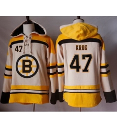 Bruins #47 Torey Krug Cream Sawyer Hooded Sweatshirt Stitched NHL Jersey