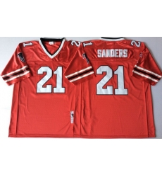 Men Atlanta Falcons 21 Deion Sanders Red 1989 M&N Throwback Jersey