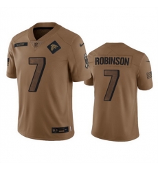 Men Atlanta Falcons 7 Bijan Robinson 2023 Brown Salute To Setvice Limited Stitched Football Jersey