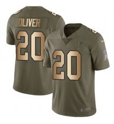 Nike Falcons 20 Isaiah Oliver Olive Gold Salute To Service Limited Jersey