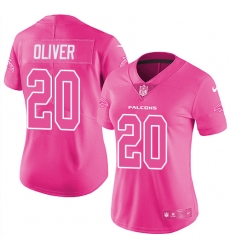 Nike Falcons #20 Isaiah Oliver Pink Womens Stitched NFL Limited Rush Fashion Jersey