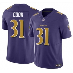 Men Baltimore Ravens 31 Dalvin Cook Purple 2024 F U S E  Color Rush Vapor Limited Football Jersey