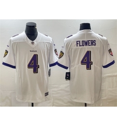 Men Baltimore Ravens 4 Zay Flowers White Vapor Untouchable Football Jersey