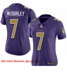 Ravens 7 Trace McSorley Purple Women Stitched Football Limited Rush Jersey