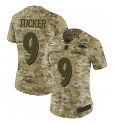 Womens Nike Baltimore Ravens 9 Justin Tucker Limited Camo 2018 Salute to Service NFL Jersey