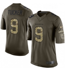 Youth Nike Baltimore Ravens 9 Justin Tucker Elite Green Salute to Service NFL Jersey