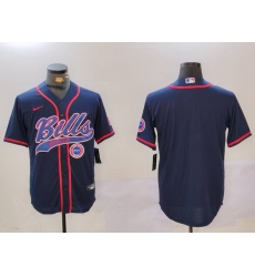 Men Buffalo Bills Blank Navy Team Cool Base Stitched Baseball Jersey