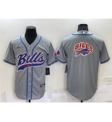 Men Buffalo Bills Grey Team Big Logo With Patch Cool Base Stitched Baseb