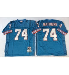 Men Oilers 74 Bruce Matthews Blue M&N Throwback Jersey