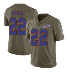 Nike Bills #22 Vontae Davis Olive Youth Stitched NFL Limited 2017 Salute to Service Jersey