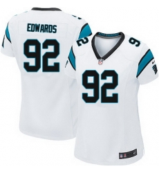 Nike Panthers #92 Dwan Edwards White Team Color Women Stitched NFL Jersey