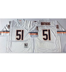 Men Chicago Bears 51 Dick Butkus White M&N Road Throwback Jersey