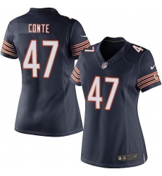 Nike NFL Chicago Bears #47 Chris Conte Navy Blue Women's Elite Team Color