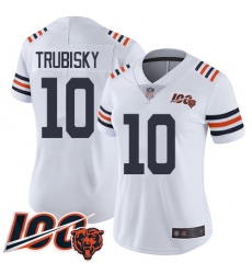 Women Chicago Bears 10 Mitchell Trubisky White 100th Season Limited Football Jersey