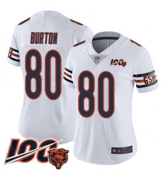 Women Chicago Bears 80 Trey Burton White Vapor Untouchable Limited Player 100th Season Football Jersey