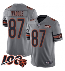 Youth Chicago Bears 87 Tom Waddle Limited Silver Inverted Legend 100th Season Football Jersey