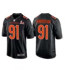 Men Cincinnati Bengals 91 Trey Hendrickson 2022 Black Super Bowl LVI Game Stitched Jersey