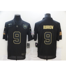 Nike Cincinnati Bengals 9 Joe Burrow Black 2020 Salute To Service Limited Jersey