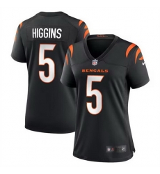 Women Cincinnati Bengals 5 Tee Higgins Black Stitched Game Jersey