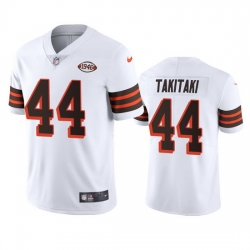 Cleveland Browns 44 Sione Takitaki Nike 1946 Collection Alternate Vapor Limited NFL Jersey  White