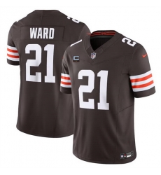 Men Cleveland Browns 21 Denzel Ward Brown 2024 F U S E  With 1 Star C Patch Vapor Untouchable Limited Stitched Jersey