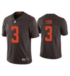 Men Cleveland Browns 3 Cade York Brown Vapor Untouchable Limited Stitched Jersey