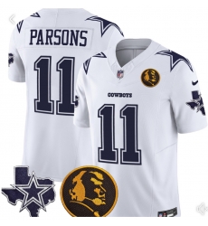 Men Dallas Cowboys 11 Micah Parsons White John Madden Patch Vapor Limited Stitched Football Jersey