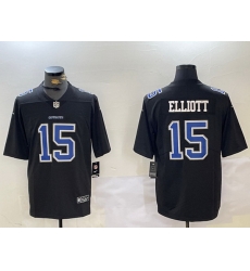 Men Dallas Cowboys 15 Ezekiel Elliott Black Throwback Vapor Untouchable Limited Stitched Football Jersey