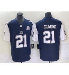 Men Dallas Cowboys 21 Stephon Gilmore Navy 2023 F U S E  With 1960 Patch Vapor Limited Stitched Football Jersey