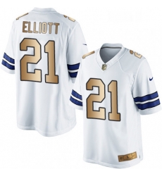 Mens Nike Dallas Cowboys 21 Ezekiel Elliott Limited WhiteGold NFL Jersey