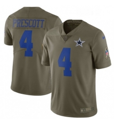 Mens Nike Dallas Cowboys 4 Dak Prescott Limited Olive 2017 Salute to Service NFL Jersey