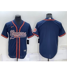 Men Denver Broncos Blank Navy Cool Base Stitched Baseball Jersey