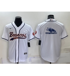 Men Denver Broncos White Team Big Logo With Patch Cool Base Stitched Baseball Jersey