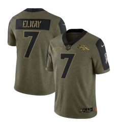 Men's Denver Broncos John Elway Nike Olive 2021 Salute To Service Retired Player Limited Jersey