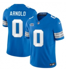 Men Detroit Lions 0 Terrion Arnold New Blue 2024 With Dradt Patch F U S E  Vapor Limited Stitched Jersey