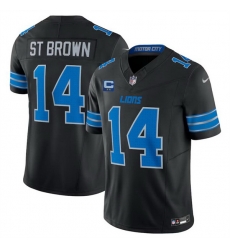 Men Detroit Lions 14 Amon Ra St  Brown Black 2024 F U S E  With 2 Star C Patch 2nd Alternate Vapor Limited Stitched Jersey