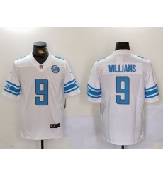 Men Detroit Lions 9 Jameson Williams White With Patch Vapor Untouchable Limited Stitched Jersey