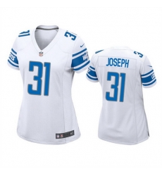 Women Detroit Lions 31 Kerby Joseph White Stitched Jersey 28Run Smaller 29