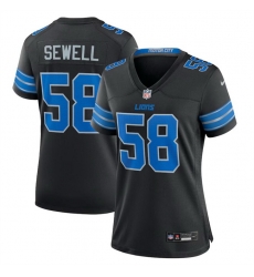 Women Detroit Lions 58 Penei Sewell Black 2nd Alternate Stitched Jersey