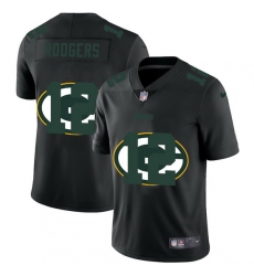 Green Bay Packers 12 Aaron Rodgers Men Nike Team Logo Dual Overlap Limited NFL Jersey Black