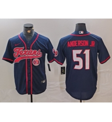 Men Houston Texans 51 Will Anderson Jr  Navy With Patch Cool Base Stitched Baseball Jersey 2