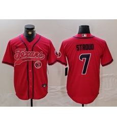 Men Houston Texans 7 C J  Stroud Red With Patch Cool Base Stitched Baseball Jersey 2